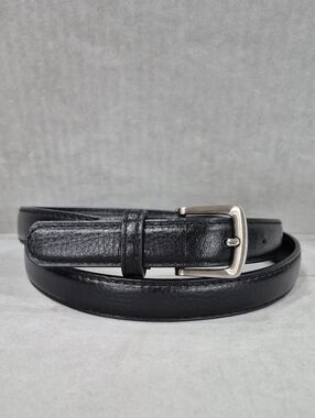MaiKun belt Women's 44 inches fits size 34-36 black leather square silver buckle